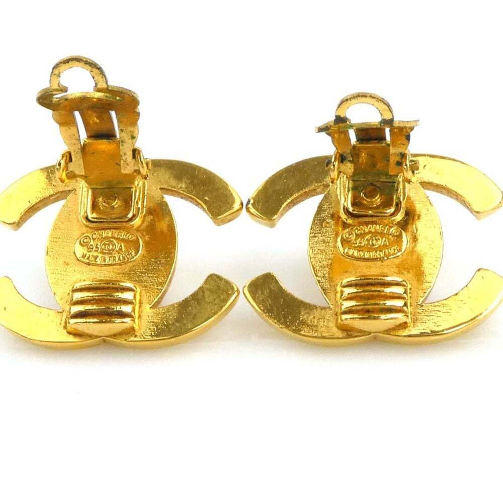 CHANEL Authentic Gold Logo Earrings - Picture 7 of 10